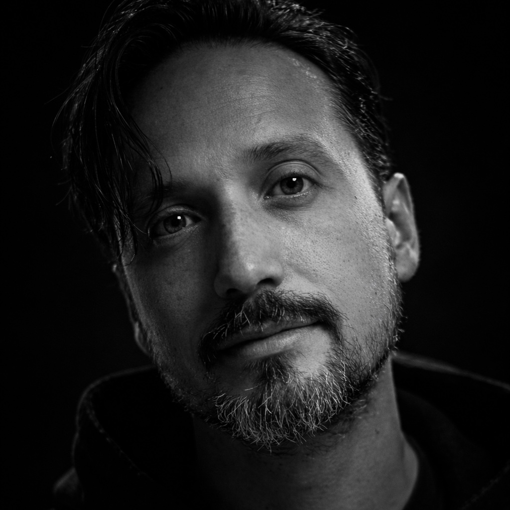 whispertone, black-and-white portrait
